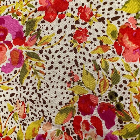 Floral Spotted Short Sleeve Scoop Neck Blouse - Picture 3 of 4